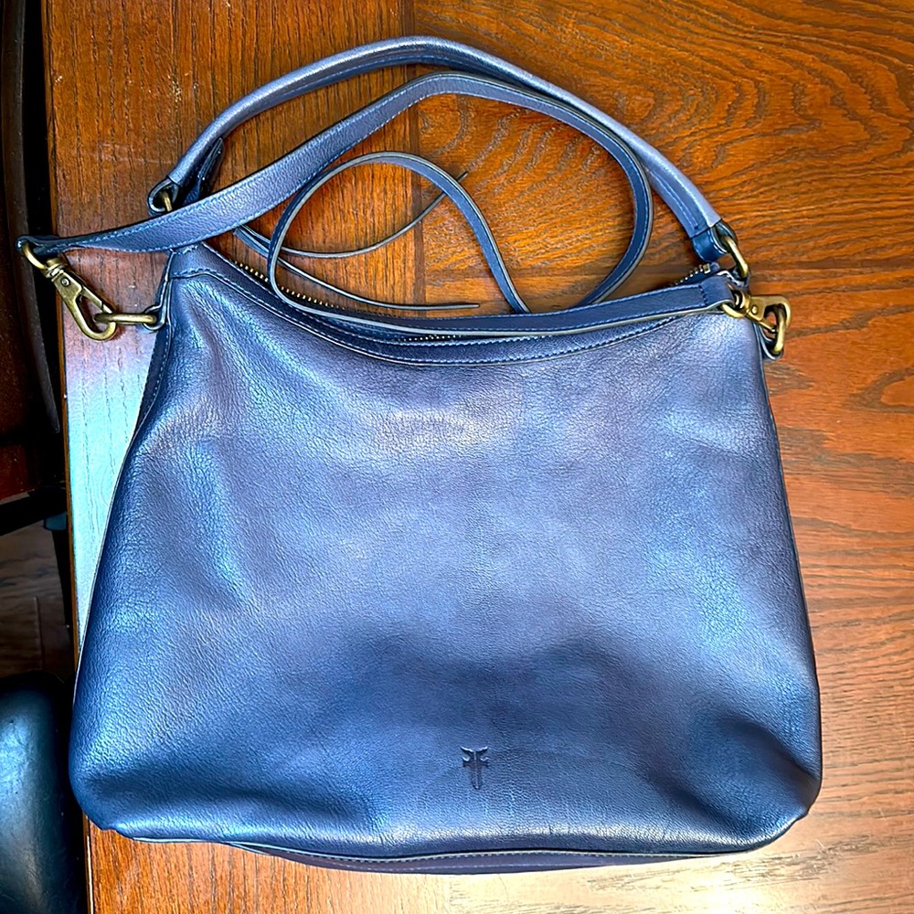 Frye Lily Navy Blue Leather Hobo Bag
